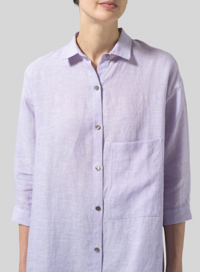 Linen Half-Sleeve Long Shirt