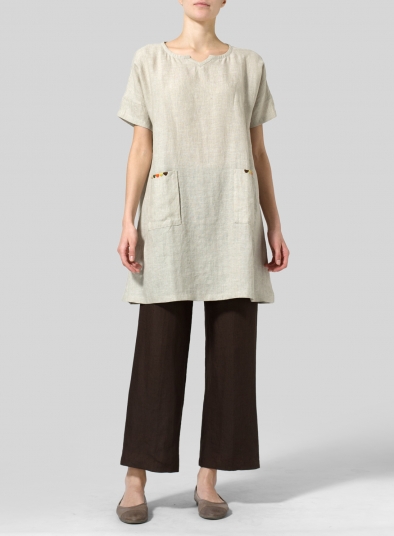 Linen Sweetheart Neckline S/S Tunics