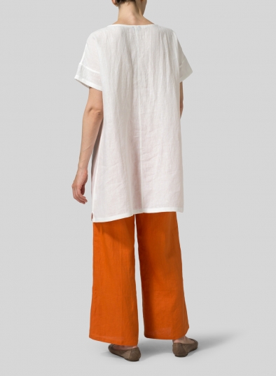 Linen Sweetheart Neckline S/S Tunics