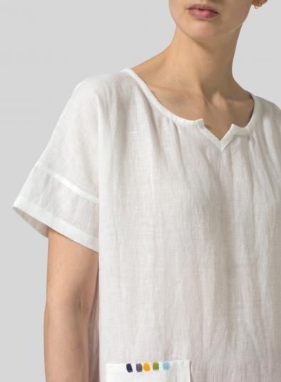 Linen Sweetheart Neckline S/S Tunics