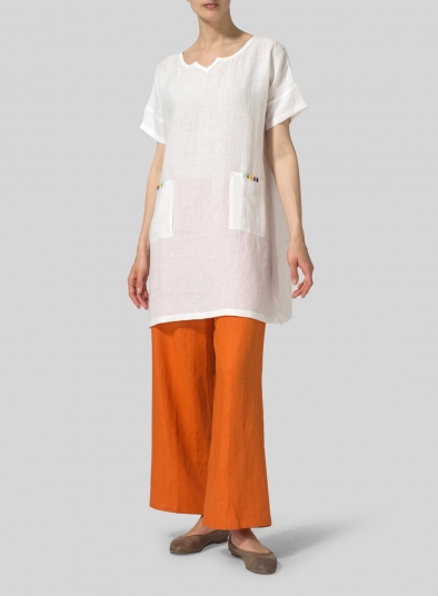 Linen Sweetheart Neckline S/S Tunics