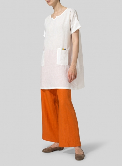Linen Sweetheart Neckline S/S Tunics