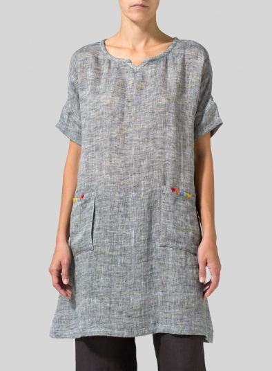 Linen Sweetheart Neckline Doublecloth Tunics