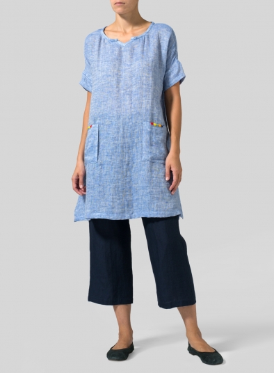 Linen Sweetheart Neckline Doublecloth Tunics