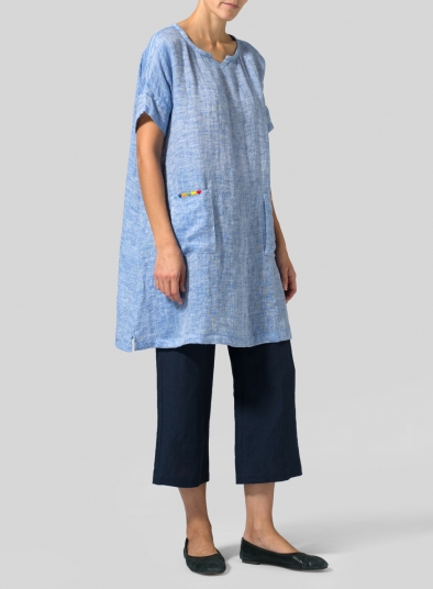 Linen Sweetheart Neckline Doublecloth Tunics