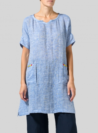 Linen Sweetheart Neckline Doublecloth Tunics