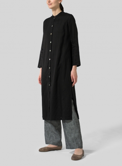 Linen Long Slim Shirt Dress