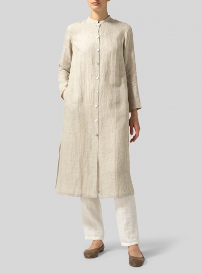 Linen Long Slim Shirt Dress