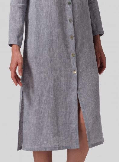 Linen Long Slim Shirt Dress