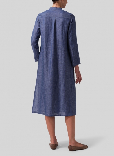 Linen Long Slim Shirt Dress