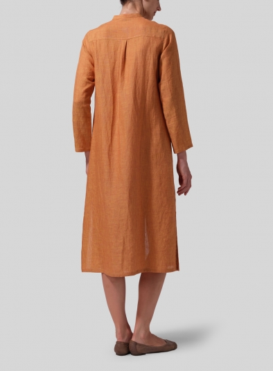 Linen Long Slim Shirt Dress