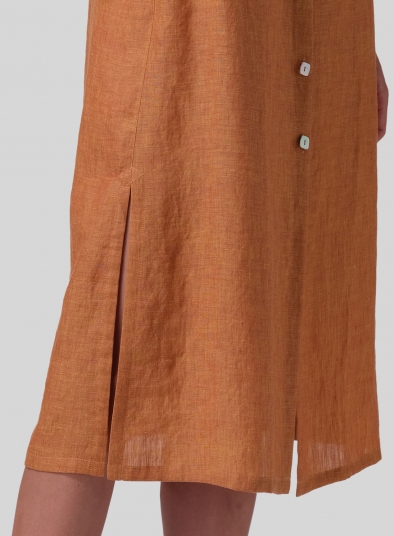Linen Long Slim Shirt Dress