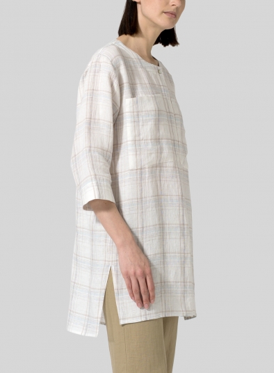 Linen Chest Pocket Checker Tunic
