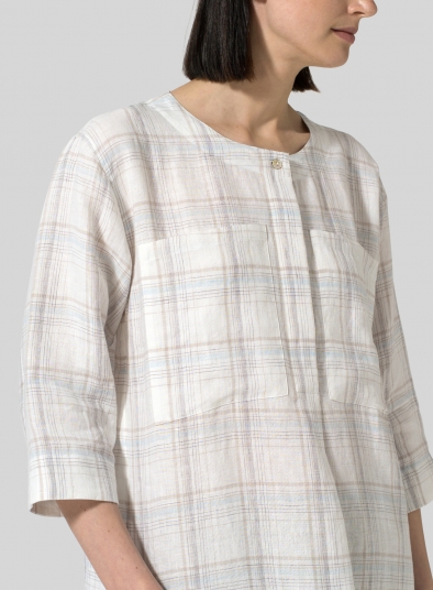 Linen Chest Pocket Checker Tunic
