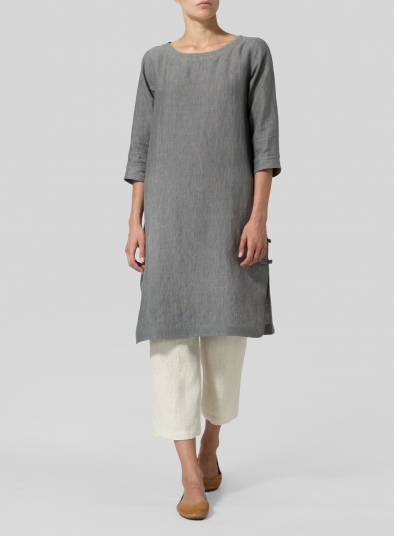 Linen Handmade Knot Long Tunic