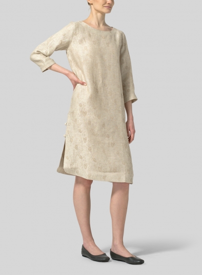 Linen Handmade Knot Jacquard Long Tunic