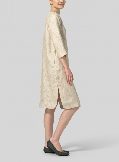Linen Handmade Knot Jacquard Long Tunic