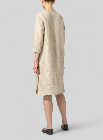 Linen Handmade Knot Jacquard Long Tunic