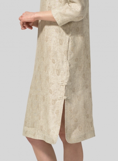 Linen Handmade Knot Jacquard Long Tunic