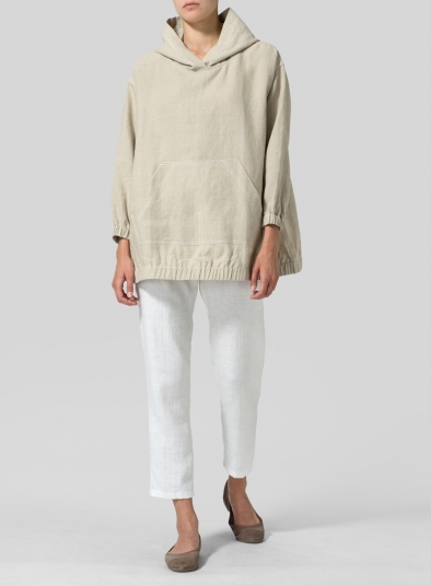 Linen Oversized Hoodie Top