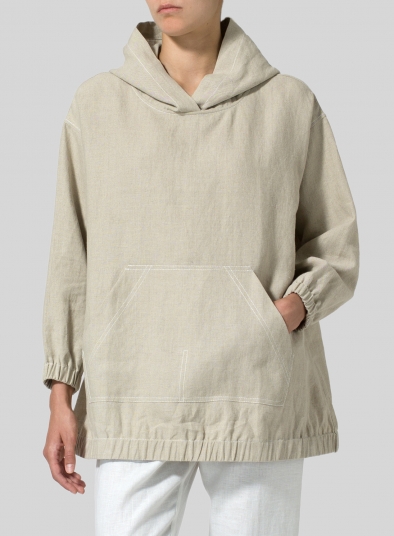 Linen Oversized Hoodie Top