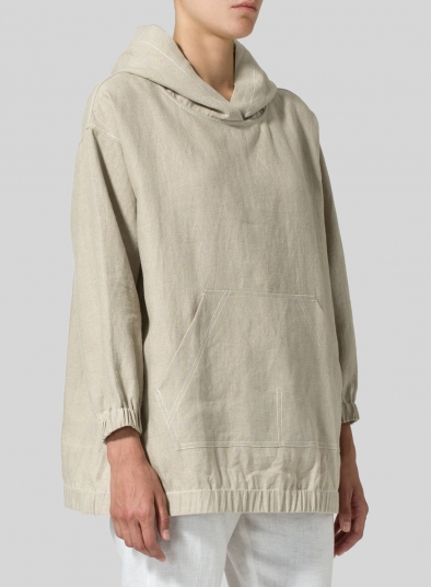 Linen Oversized Hoodie Top