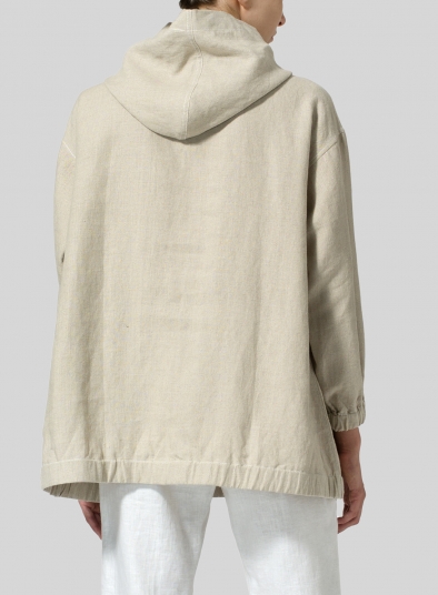 Linen Oversized Hoodie Top