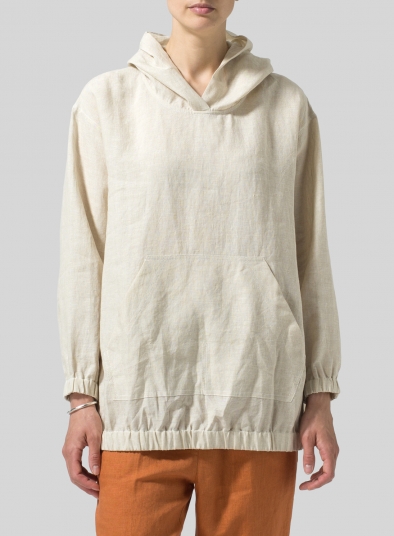 Linen Oversized Hoodie Top