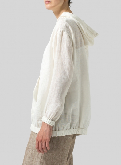 Lightweight Linen Oversized Hoodie Top