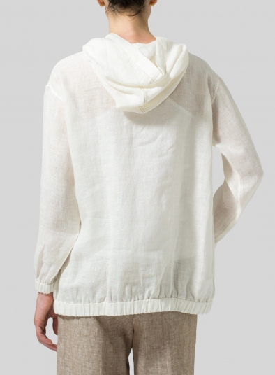 Lightweight Linen Oversized Hoodie Top