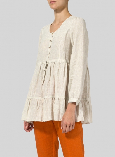 Linen Tiered Pullover Top