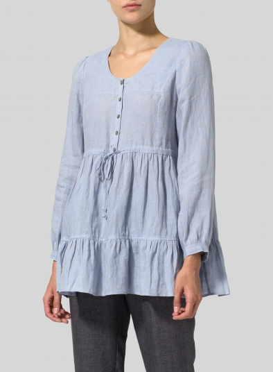 Linen Tiered Pullover Top