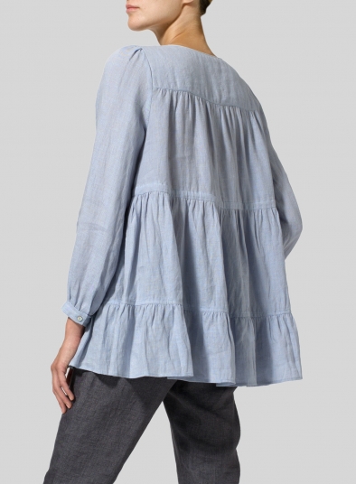 Linen Tiered Pullover Top