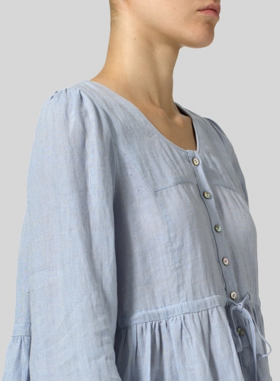 Linen Tiered Pullover Top