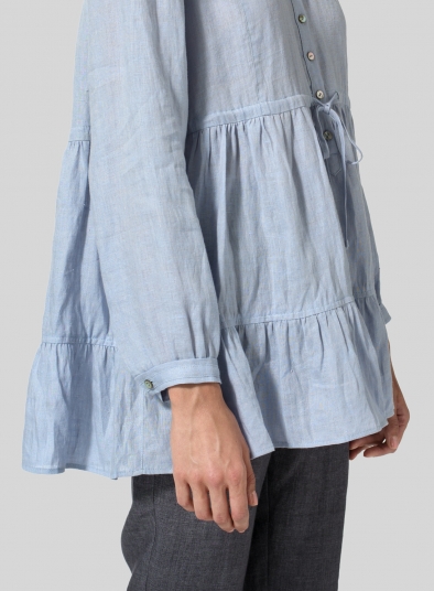 Linen Tiered Pullover Top