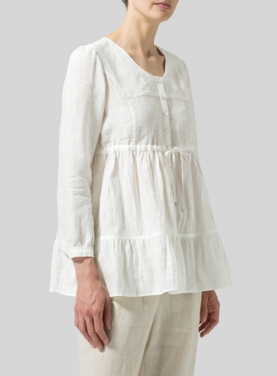 Linen Tiered Pullover Top