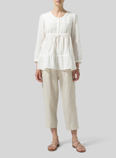 Linen Tiered Pullover Top