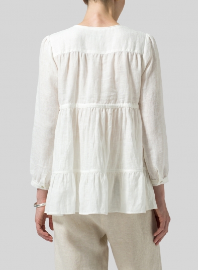 Linen Tiered Pullover Top