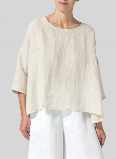 Linen Dropped Shoulder Top