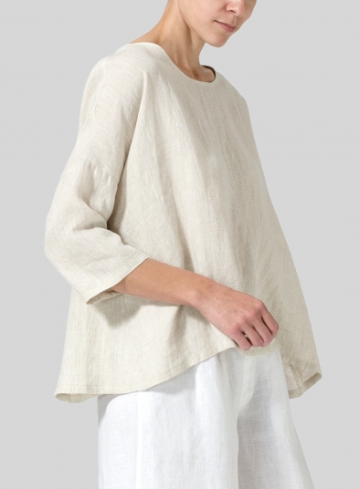 Linen Dropped Shoulder Top