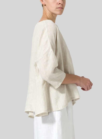 Linen Dropped Shoulder Top