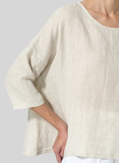 Linen Dropped Shoulder Top