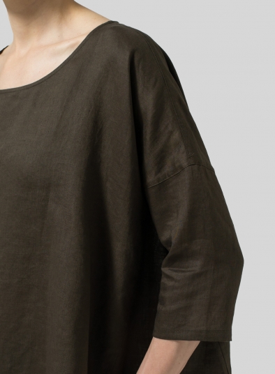 Linen Dropped Shoulder Top