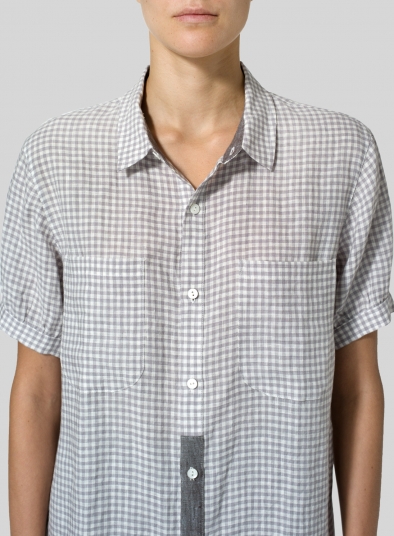 Linen Short Sleeve Checker Shirt