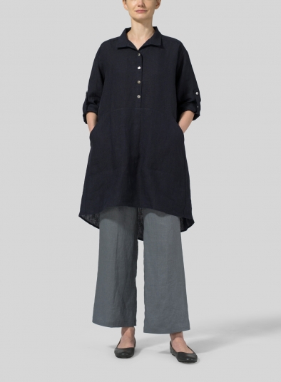 Linen Classic Collar A Shape Tunic
