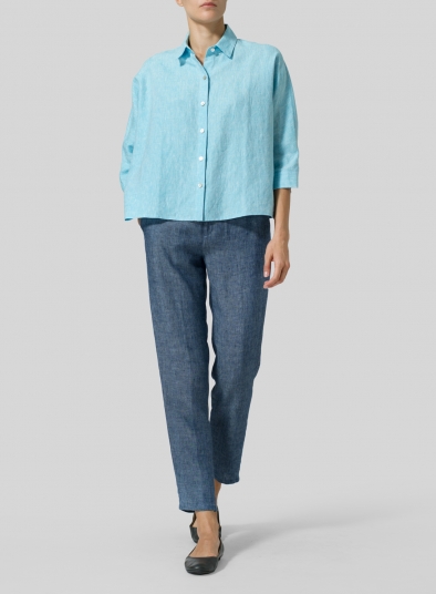 Linen Collar Boxy Top