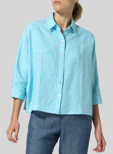 Linen Collar Boxy Top