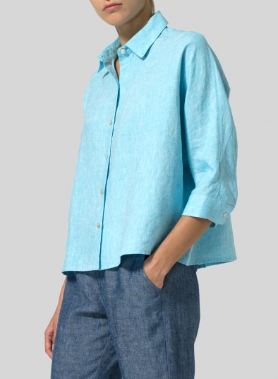 Linen Collar Boxy Top