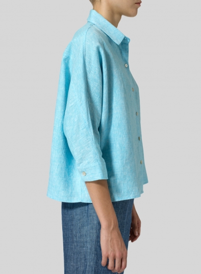 Linen Collar Boxy Top