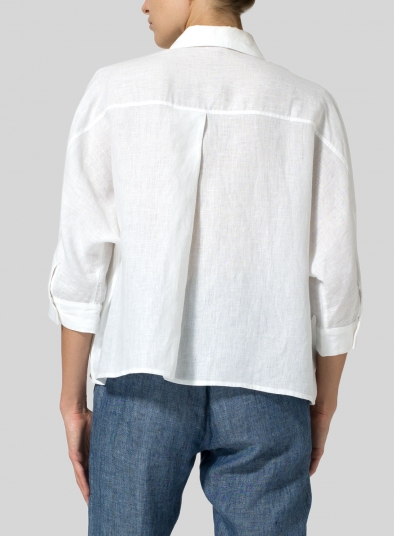 Linen Collar Boxy Top